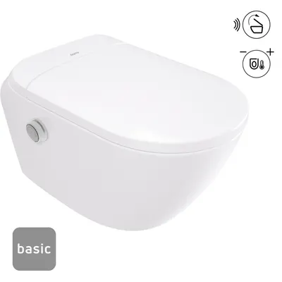 Vas WC suspendat smart Deante Silia Basic cu capac automat si functie bideu alb lucios