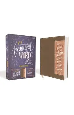 Niv, Beautiful Word Bible, Updated Edition, Peel/Stick Bible Tabs, Leathersoft, Brown/Pink, Red Letter, Comfort Print: 600+ Full-Color Illustrated Ver