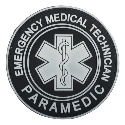 Patch velcro 3D Paramedic EMT - ALB-NEGRU