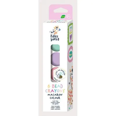 Set de 6 creioane cerate in forma de margele, Haku Yoka - culori Macarons