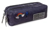 Penar scolar dreptunghiular Cool Pack Edge - Sparkling Badges, Jeans, cu 2 fermoare
