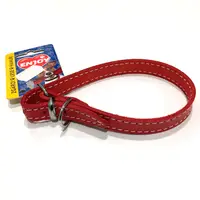 Zgarda din piele, rosie, reglabila, 14 mm x 400 mm