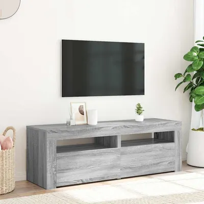 vidaXL Comodă TV cu lumini LED, gri sonoma, 120x35x40 cm