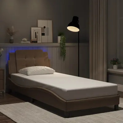 vidaXL Cadru de pat cu LED fără saltea Zadar cappuccino 90x200 cm