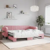 Gossi pat de zi cu extensie, roz, 80x200 cm, catifea
