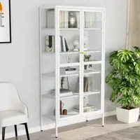 Gossi vitrina, alb, 90x40x180 cm, otel si sticla securizata