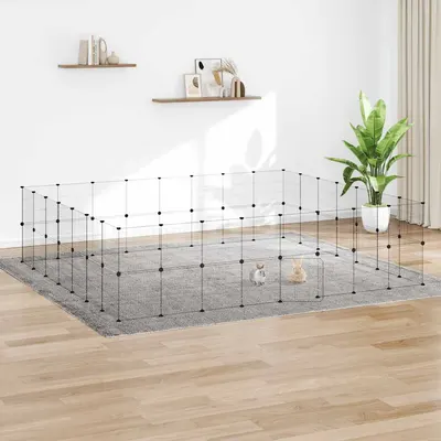 vidaXL Cușcă animale de companie cu ușă 60 panouri negru 280x245x70 cm oțel