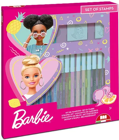 Set carioci Multiprint Barbie - 18 bucăți , cu 2 stampile