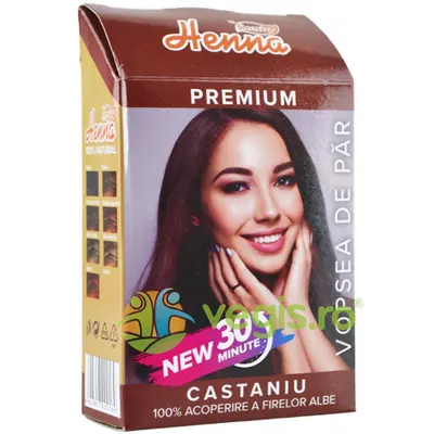 Henna Vopsea de Par Premium Castaniu 60g