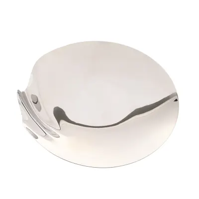 Platou decorativ metalic argintiu cu design fluid 25 cm