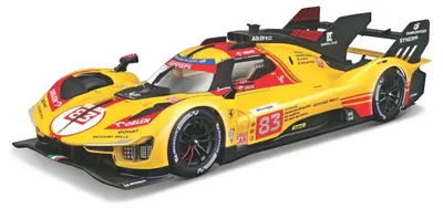 Model colecționar BBURAGO Mașini de curse: Ferrari 499P #83 R. Kubica, R. Shwartzmann, Y. Ye 24h LeMans 2024