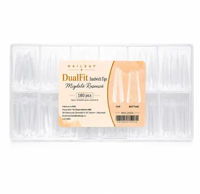 Tipsuri Reutilizabile NAILSUP Sandwich DualFit – Migdală Rusească, 180 bucăți