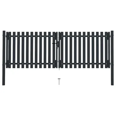 vidaXL Poartă de gard cu ușă dublă, oțel, 300x125 cm, antracit