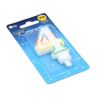Lumânare aniversară multicoloră cifra 4