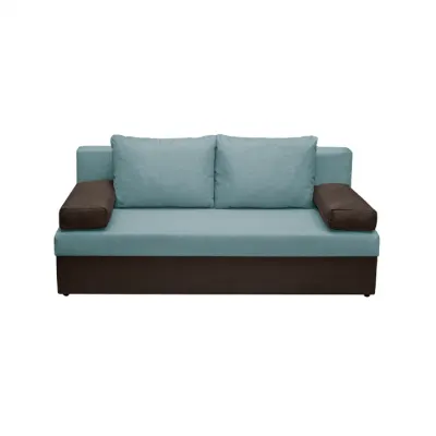 Canapea extensibila ANA, 3 locuri, cu lada depozitare, maro + mint, 185x82x80 cm