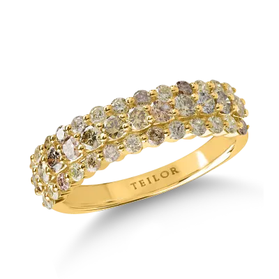 Inel din aur galben cu diamante multicolore de 1.1ct