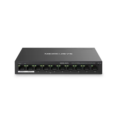 MERCUSYS DESKTOP SWITCH 10PORT MS110P POE, Interfata: 10× 10/100 Mbps, Standarde si protocoale: IEEE 802.3x Flow Control, Dime