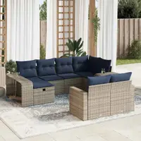 Gossi set mobilier de gradina cu perne, 10 piese, gri, poliratan