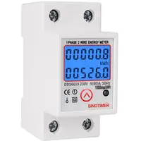 Contor monofazat de energie electrica, Sinotimer, 230V AC 50Hz, 5(80)A, ecran digital LED iluminat, DDS6619-526L-2