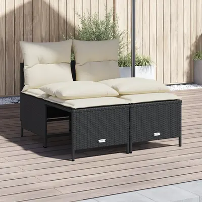 Gossi set mobilier de gradina cu perne, 4 piese, negru, poliratan