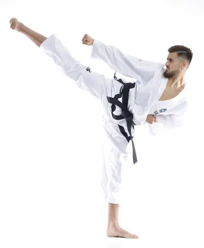 Dobok Master Premium Gold, aprobat ITF, Top Ten,Alb