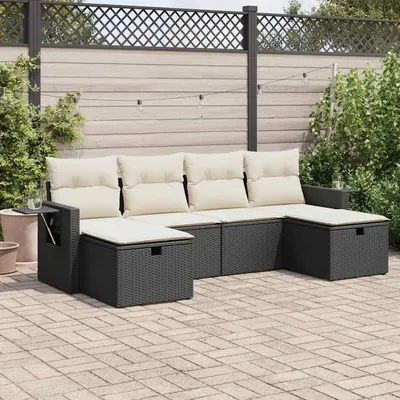 Gossi set mobilier de gradina cu perne, 6 piese, negru, poliratan