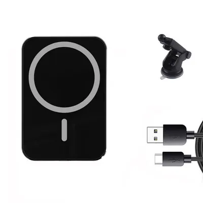 Suport MagSafe Auto, Incarcare Wireless, Ventuza pentru Bord/Parbriz, Universal, Negru Engros