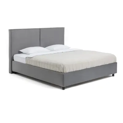 Pat matrimonial gri tapițat cu spațiu de depozitare cu somieră 180x200 cm Myra Bold – Bonami Selection