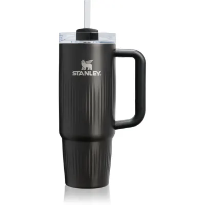 Stanley Quencher H2.O FlowState™ Fluted Tumbler pahar din oțel inoxidabil cu pai medium Black PVD 1 buc