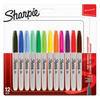 Marker permanent 0.9mm, varf rotund, 12culori/set, Sharpie