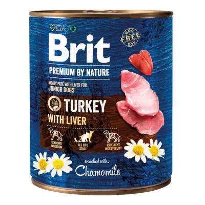 Brit Premium by Nature Conservă pentru câini Junior, Curcan cu ficat 800g