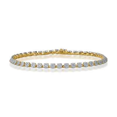 Bratara tennis din aur galben cu diamante de 2ct