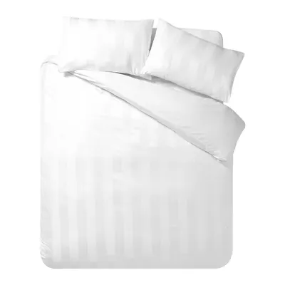 Lenjerie de pat albă din satin pentru pat dublu cu 3 piese 200x200 cm So Soft Satin Stripe – Catherine Lansfield
