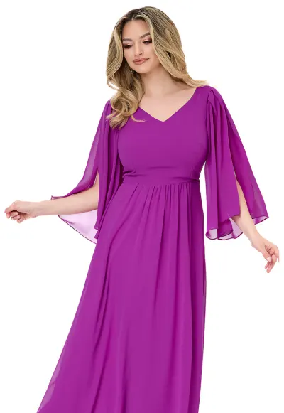 Rochie din sifon cu maneci evazate Monasque - Roz fandango