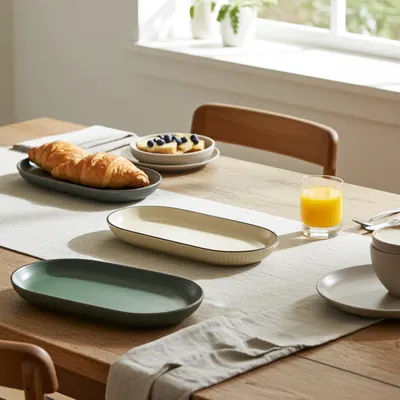 Platou oval ceramic Morello - Nordic, bej, 31 cm
