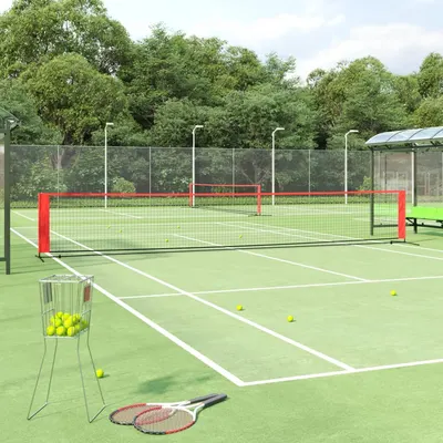 vidaXL Plasă de tenis, negru și roșu, 600x100x87 cm, poliester