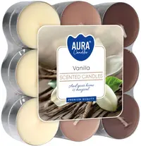 Lumânări parfumate de ceai Bispol Aura - Vanilla, 18 bucăți