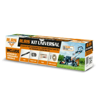 Kit Masini Tuns Iarba Universal cu diam 40cm, cutit, bujie, adaptor universal, adaptor fulie, kit surub