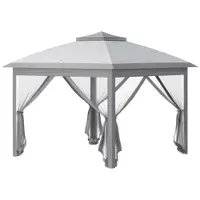 Outsunny Foișor Pliabil cu Plasă de Țânțari, Baldachin Dublu, Înălțime Reglabilă și Geantă, 330x330x288 cm, Bej | Aosom Romania