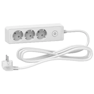 Prelungitor Unica 2P+E, 3 premii + intrerupator, 3m, alb