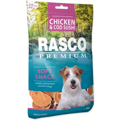 Recompense pentru caini Rasco Soft Sushi Pui/Cod 80 gr