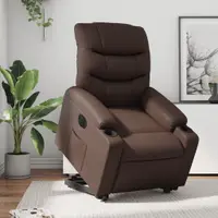 Gossi fotoliu rabatabil electric cu ridicare, maro, piele ecologica