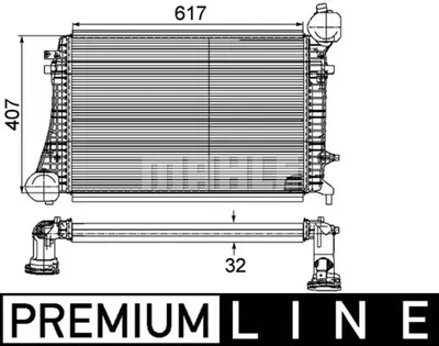Intercooler Potrivit Audi A3; Seat Altea, Altea Xl, Leon, Toledo Iii; Skoda Octavia Ii, Superb Ii; Vw Caddy Iii, Caddy Iii Minivan, Eos, Golf Plus V, Golf V, Jetta Iii, Touran 1.9d 2.0d 10.04
