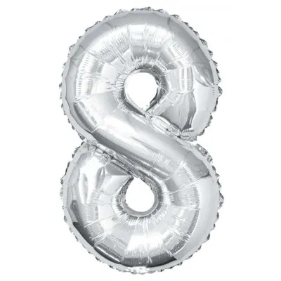 Balon folie cifra, model gigant, culoare argintiu, inaltime 74 cm