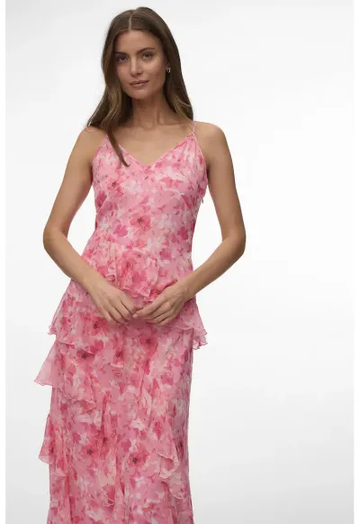 Rochie cu volane Smilla - Roz bombon