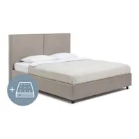Pat dublu tapițat taupe cu spațiu de depozitare cu saltea / somieră 160x200 cm Myra Bold - Bonami Selection