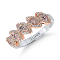 Inel din aur alb-roz cu diamante roz marquise de 0.49ct si diamante de 0.26ct