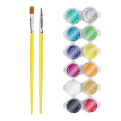 Vopsele acrilice perlate cu pensule Jarmelo - 12 culori