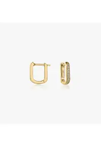 Cercei din argint Golden U Hoops - Zirconiu