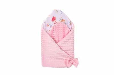 Paturica de infasat model flori de bumbac si plus minky roz 80x80 cm
